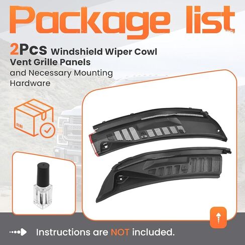 Windshield Wiper Cowl Panel Grille Compatible with 2017-2022 Ford F250 F350 F450 F550 Super Duty Front Window Cover Insert Panel Left&Right Replace for HC3Z-25022A69-AC HC3Z-25022A68-AB in Saudi Arabia