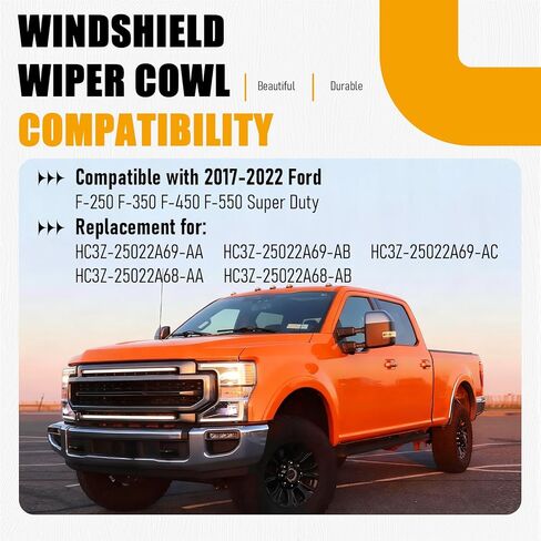 Windshield Wiper Cowl Panel Cover Grille Compatible with 2017-2022 Ford F250 F350 F450 F550 Super Duty Front Window Insert Panel Replacement for HC3Z-25022A68-AA HC3Z-25022A69-AC in Saudi Arabia