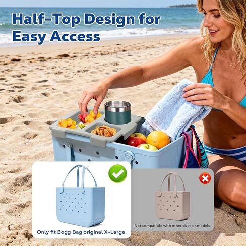MoKo Top Cup Holder Tray Accessories for Bogg Bag Original-XL - Fit for Stanley, Topper Tray Snack & Phone Holder EVA Waterproof Material Divider and Organizer for Outdoor Beach Camping Travel in Saudi Arabia