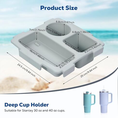MoKo Top Cup Holder Tray Accessories for Bogg Bag Original-XL - Fit for Stanley, Topper Tray Snack & Phone Holder EVA Waterproof Material Divider and Organizer for Outdoor Beach Camping Travel in Saudi Arabia
