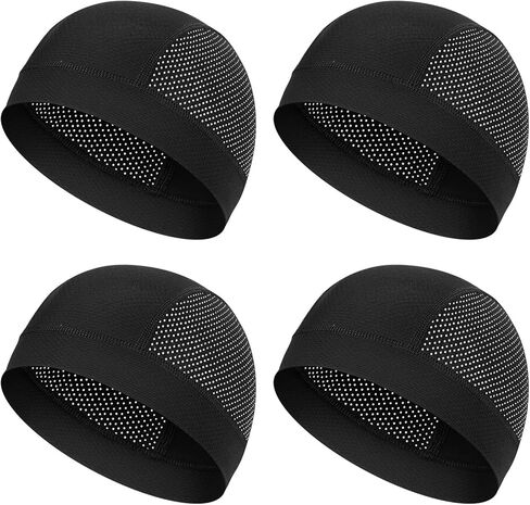 Cmonie 4 Pcs Breathable Mesh Skull Cap,Quick Dry Helmet Liner Breathable Cooling Beanie Running Cycling Hat for Men Women in Kuwait