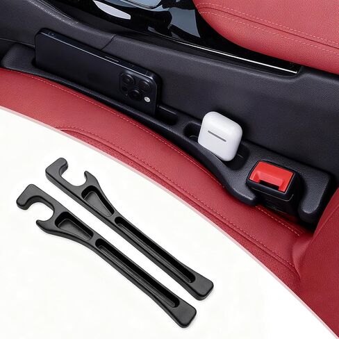 Car Seat Gap Filler, Seat Side Gap Filler Organizer with Phone Holder, Universal Fit in Between Car Seat Catcher, Perfect for Car, SUV, Truck (Slotted, Black) in Saudi Arabia