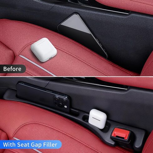 Car Seat Gap Filler, Seat Side Gap Filler Organizer with Phone Holder, Universal Fit in Between Car Seat Catcher, Perfect for Car, SUV, Truck (Slotted, Black) in Saudi Arabia