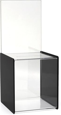 Acrylic Charity Donation Ballot box Fundraising Coin collection Tip box 6.5" x 5" x 5" office Suggestion Box Piggy Bank ticket box with large 8.5" x 6.5" Display area with lock and keys in Saudi Arabia