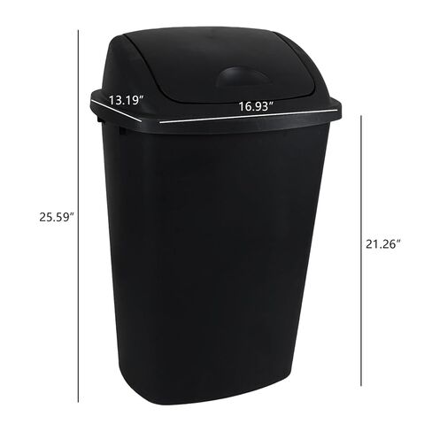 13 Gallon Garbage Can with Swing Lid, Plastic Kitchen Trash Can, 4 Pack, Black in Saudi Arabia