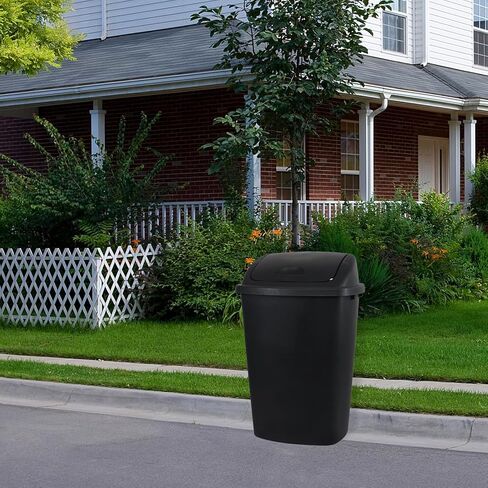 13 Gallon Garbage Can with Swing Lid, Plastic Kitchen Trash Can, 4 Pack, Black in Saudi Arabia