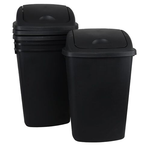 13 Gallon Garbage Can with Swing Lid, Plastic Kitchen Trash Can, 4 Pack, Black in Saudi Arabia