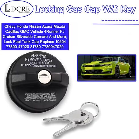 Locking Gas Cap W/2 Key, Compatible With Chevy Honda Nissan Acura Mazda Cadillac GMC Vehicle 4Runner FJ Cruiser Silverado Camaro And More, Lock Fuel Tank Cap Replace 10504 77300-47020 31780 7730047020 in Saudi Arabia