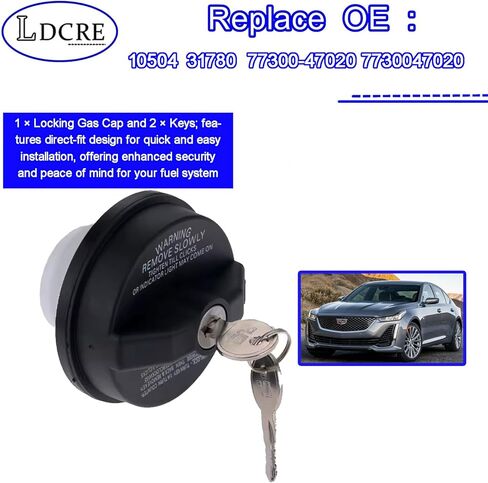 Locking Gas Cap W/2 Key, Compatible With Chevy Honda Nissan Acura Mazda Cadillac GMC Vehicle 4Runner FJ Cruiser Silverado Camaro And More, Lock Fuel Tank Cap Replace 10504 77300-47020 31780 7730047020 in Saudi Arabia