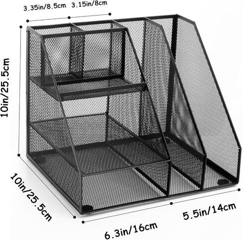 M&G Mesh Pen Holder Desk Organizer, Multi-Functional Pencil Holder with File Holders, Large Capacity Office Desk Accessories, Integrated Design without Installation in Saudi Arabia
