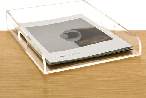 صواني ورق أكريليك شفافة بطبقتين، منظم ملفات مكتب، حامل ورق A4، فارز ملفات مكتب منخفض المستوى للمكتب/المنزل، صينية رسائل شفافة قابلة للتكديس للفواتير والحرف اليدوية والدفاتر - أفقية in Kuwait