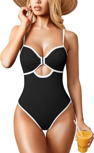 OQQ Women’s One Piece Swimsuit Cutout Push Up Tummy Control Bathing Suit with Adjustable Straps in Saudi Arabia