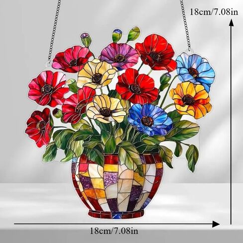 1PC Purple Iris Acrylic Suncatcher Hanging, 7.08 inch Window Decor with Printed Stained Glass Style Design, Rainbow Maker Wall Art, Gift Idea & Garden Ornament Indoor Outdoor Use/ZW-01 in Saudi Arabia
