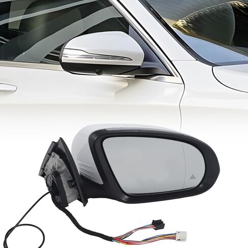 Passenger Side View Mirror Assembly Fit For W205 Mercedes Benz C Class C180 C200 C300 C250 2015-2021 With Electrical Folding/Blind Spot/Heated/LED Turning Signal Light/Memory/Puddle Lights (White) in Saudi Arabia