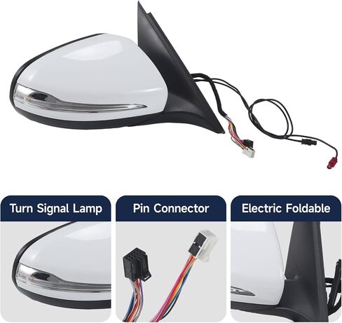 Passenger Side View Mirror Assembly Fit For W205 Mercedes Benz C Class C180 C200 C300 C250 2015-2021 With Electrical Folding/Blind Spot/Heated/LED Turning Signal Light/Memory/Puddle Lights (White) in Saudi Arabia