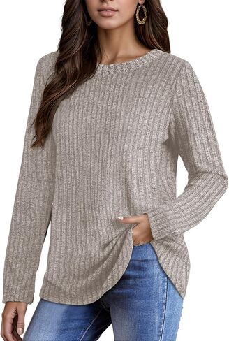 Long Sleeve Tunic Tops for Women, Loose Fit Lightweight Crewneck Tunic Sweater Fall Fashion Casual Outfits in Saudi Arabia