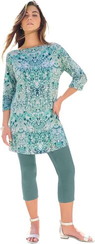 Roaman's Women's Plus Size Cotton Ultimate Boatneck Tunic With Side Slits in Saudi Arabia