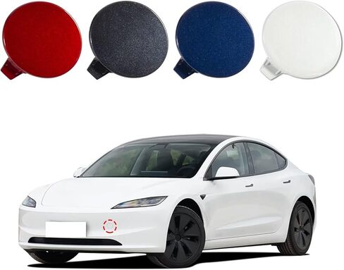 Car Front Bumper Tow Hook Cover Cap Towing Eye Fit for Tesla Model 3 2024 2025 1818917-00-C(White) in Saudi Arabia