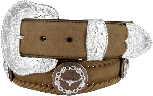 حزام نحاسي LongHorn Steer Conchos من الجلد الغربي ذو صدفي بعرض 1 1/2 بوصة in Kuwait