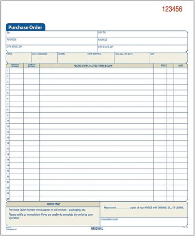 Adams Purchase Order Book, 8.38 x 10.69 Inch, 3-Part, Carbonless, 50 Sets, White, Canary and Pink (TC8131) in Saudi Arabia