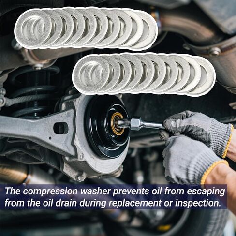 20 PCS Oil Drain Plug Crush Washer M14 Gasket Seal Ring Fits for Accord, Civic, Ridgeline, Odyssey, CR-V, Pilot and More 94109-14000, 007603-014106, 21513-23001, 9956-41-400 in Kuwait