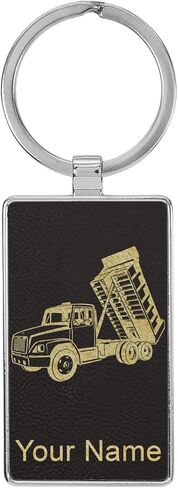 LaserGram Rectangle Keychain, Dump Truck, Personalized Engraving Included (Metal Frame) in Saudi Arabia