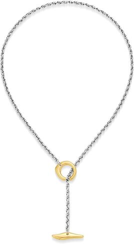 Two Tone Necklace for Women Silver and Gold Minimalist Statement Necklace Unique Pendant 20in Chain Dainty Two-tone Jewelry Gift for Her in Saudi Arabia