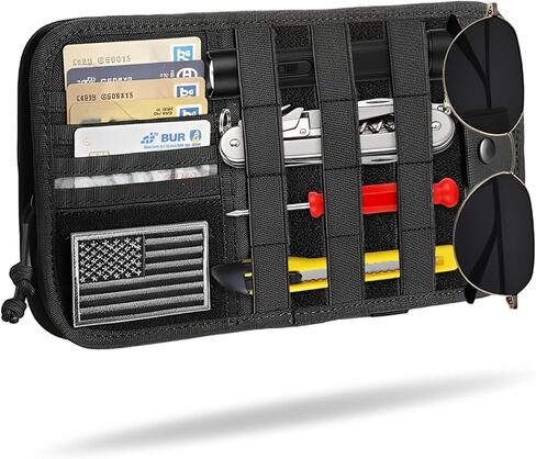 Visor Organizer, Heavy Duty Tactical Car Sun Visor Organizer with Large Zipper Pocket & Sunglasses Holder, Semi-Rigid Molle Visor Storage Pouch for Cars, Trucks, and SUVs, Car Interior Accessories in Saudi Arabia