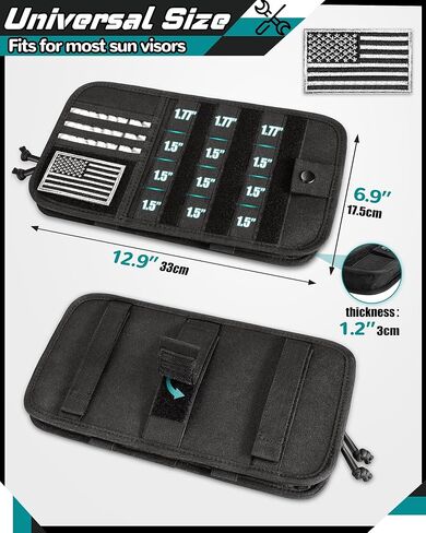 Visor Organizer, Heavy Duty Tactical Car Sun Visor Organizer with Large Zipper Pocket & Sunglasses Holder, Semi-Rigid Molle Visor Storage Pouch for Cars, Trucks, and SUVs, Car Interior Accessories in Saudi Arabia