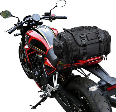 حقيبة ذيل الدراجة النارية، مقصورة أمتعة مقاومة للماء قابلة للتوسيع 20L-26L، مناسبة لحقيبة تخزين الرف الخلفي لنماذج الدراجات النارية المختلفة، أسود in Kuwait