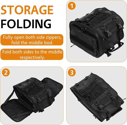 حقيبة ذيل الدراجة النارية، مقصورة أمتعة مقاومة للماء قابلة للتوسيع 20L-26L، مناسبة لحقيبة تخزين الرف الخلفي لنماذج الدراجات النارية المختلفة، أسود in Kuwait