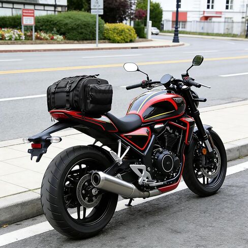 حقيبة ذيل الدراجة النارية، مقصورة أمتعة مقاومة للماء قابلة للتوسيع 20L-26L، مناسبة لحقيبة تخزين الرف الخلفي لنماذج الدراجات النارية المختلفة، أسود in Kuwait