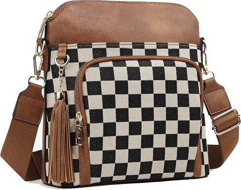 Checkered Crossbody Purses for Women Plaid Medium Cross Body Wallet Trendy Over the Shoulder Handbags in Saudi Arabia