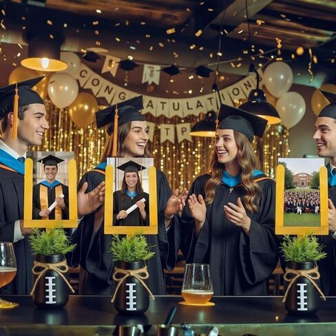 6 قطع من rtteri قطع مركزية لحفلات التخرج لكرة القدم 3 برطمانات ميسون لكرة القدم مع 3 قطع خشبية مقاس 4 × 6 بوصة إطارات صور خشبية لكبار السن 2026 ديكور طاولة لحفلات التخرج هدية عيد ميلاد in Saudi Arabia