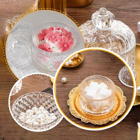 200ml 6.7oz Clear Glass Jar with Lid Vintage Embossed Crystal Glass Candy Dish Decorative Food Storage Jar for Wedding Party Buffet Home Organization in Saudi Arabia