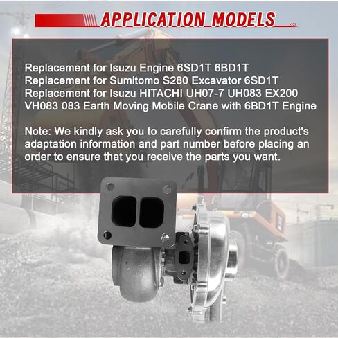 توربو، 1 قطعة شاحن توربيني توربو 114400-1070 705739-5001S لاستبدال محرك ايسوزو 6SD1T 6BD1T T04B TB4150 لحفارة هيتاشي UH07-7 UH083 in Kuwait