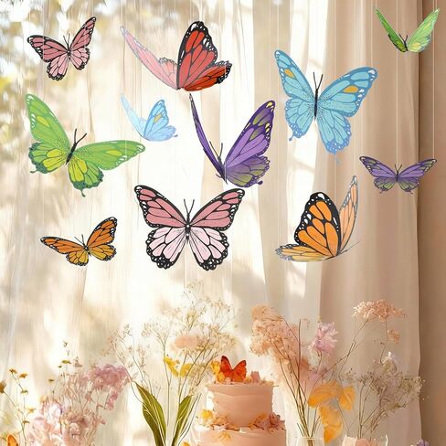 18 قطعة من ديكورات حفلات الفراشات الكبيرة ثلاثية الأبعاد لتزيين الفراشات الورقية الملونة بمقاسين من الفراشات الورقية لوازم حفلات أعياد الميلاد لحفلات الزفاف والربيع وغرفة استحمام الطفل وديكور السقف in Kuwait