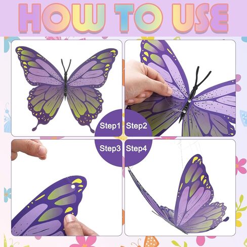 18 قطعة من ديكورات حفلات الفراشات الكبيرة ثلاثية الأبعاد لتزيين الفراشات الورقية الملونة بمقاسين من الفراشات الورقية لوازم حفلات أعياد الميلاد لحفلات الزفاف والربيع وغرفة استحمام الطفل وديكور السقف in Kuwait