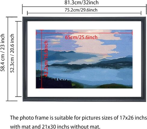 إطار صورة Mxtallup مقاس 21 × 30 إطار ملصق من الخشب الصلب الأسود مقاس 17 × 26 مع حصيرة بيضاء وأجهزة تعليق تناسب إطار صور مقاس 21 × 30 أو 17 × 26 (T23B2130W1726) in Saudi Arabia