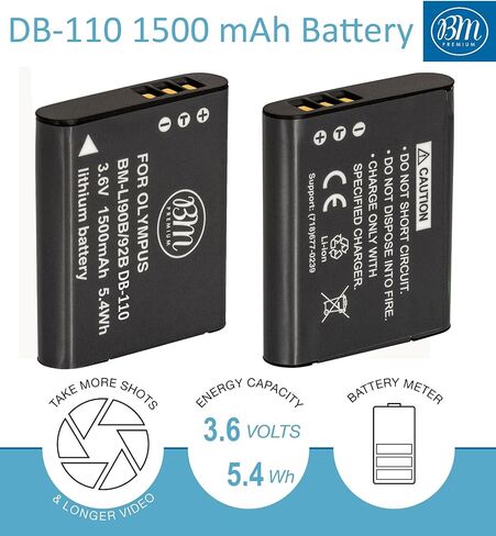 BM Premium 2 Pack of DB-110 Batteries for Ricoh GR III, GR IIIx, Theta X, WG-6, and G900 Digital Cameras in Saudi Arabia