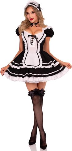 زي Maid to Flirt، يتضمن فستانًا مكشكشًا مع صدرية برباط وتنورة ذات طبقات، وفيونكة خلفية مثبتة بدبابيس in Saudi Arabia