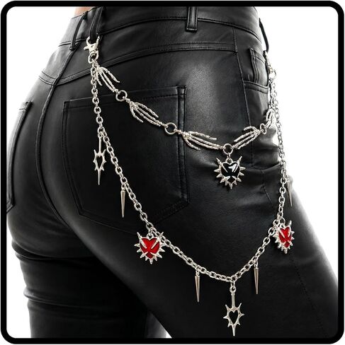 ELABEST Gothic Waist Chain Heart Charms Chains Belt Y2K Tassel Jewelry for Women Jeans Dress in Saudi Arabia