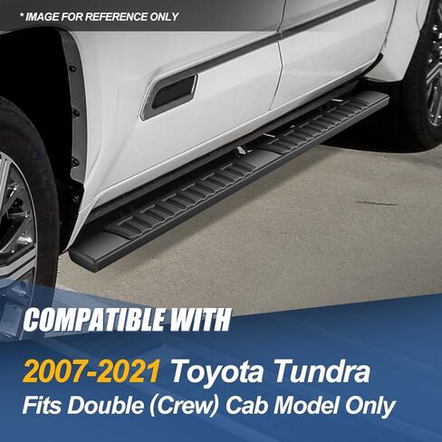 لوحات تشغيل Auto Dynasty متوافقة مع سيارة تويوتا تندرا 2007-2021 كابينة مزدوجة (ممتدة)، قضبان Nerf للسكك الحديدية الجانبية المصنوعة من الألومنيوم، قضبان متدرجة 6 بوصات، مطلية بمسحوق أسود in Kuwait