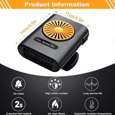 Portable Car Heater,12V Car Heater that Plugs into Cigarette Lighter,200W Fast Heating Windshield Defroster Defogger (Orange) in Kuwait