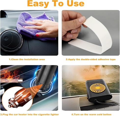 Portable Car Heater,12V Car Heater that Plugs into Cigarette Lighter,200W Fast Heating Windshield Defroster Defogger (Orange) in Kuwait