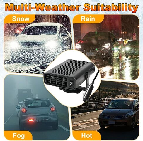 سخان سيارة 12 فولت سخانات محمولة للمركبة، ولاعة سجائر مدمجة 200 وات مروحة تسخين وتبريد سريعة، مزيل الصقيع ومزيل الضباب عن الزجاج الأمامي قابل للدوران 360 درجة للسيارة وسيارات الدفع الرباعي والشاحنات والمركبات الترفيهية in Kuwait