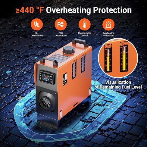 8KW Diesel Heater, 12V Portable Parking Heater, All in One Diesel Air Heaters with Remote Control and LCD Screen， Fast Heating with 1.3Gal Fuel Tank, for Campers RV Truck Boat Bus Car in Saudi Arabia