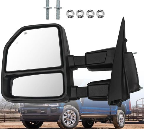 Left Driver Side Tow Mirror Fits for Ford F250 F350 F450 F550 2017-2022 Support Power Folding & Glass Adjust Power Heated with BSM Turn Signal & Puddle & Driving Light 13 Pins in Saudi Arabia