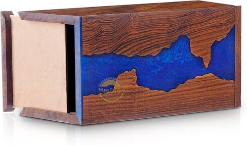 AYAANS Handcrafted Rosewood Blue Epoxy Resin Memorial Urn Box - Elegant Remembrance Keepsake for Ashes - Unique Wood Cremation Urn - Sympathy Gift (11X6X6(200Cu/in)) in Saudi Arabia