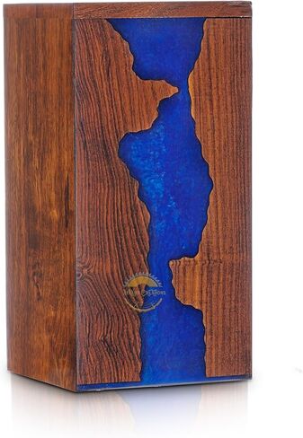 AYAANS Handcrafted Rosewood Blue Epoxy Resin Memorial Urn Box - Elegant Remembrance Keepsake for Ashes - Unique Wood Cremation Urn - Sympathy Gift (11X6X6(200Cu/in)) in Saudi Arabia